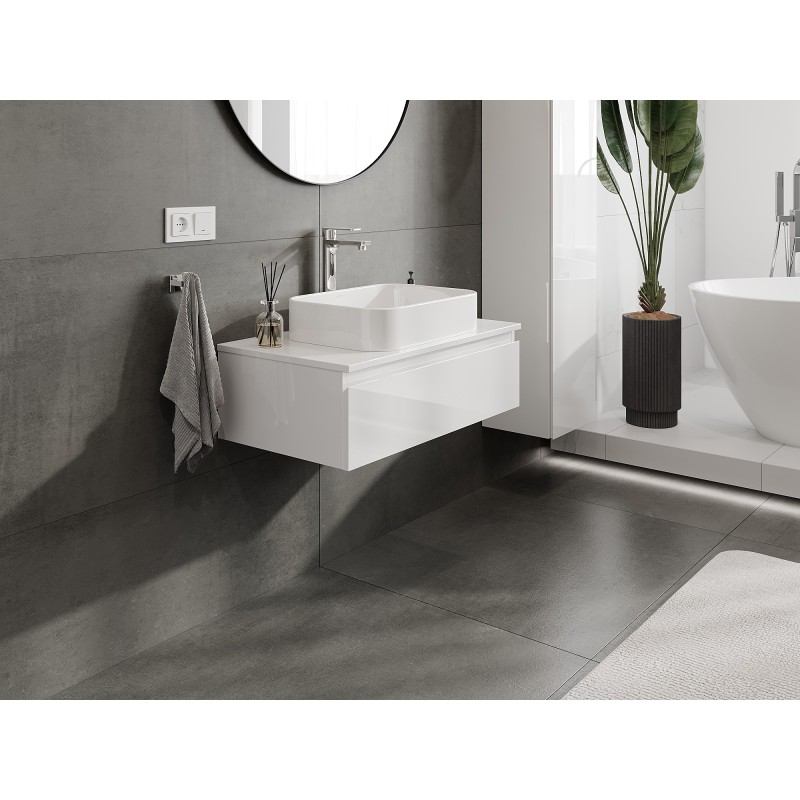 Mexen Orio skrinka do kúpeľne pod umývadlo 80 cm s doskou, 1 zásuvka, biely lesk - 91A10-08023-1-BFC00