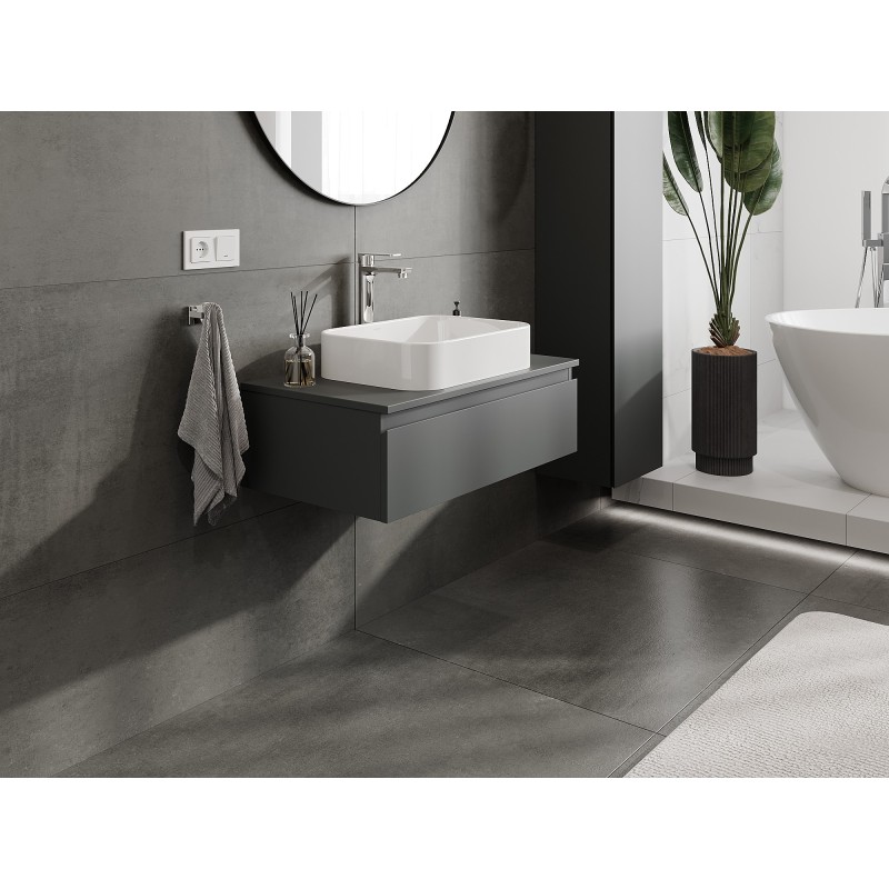 Mexen Orio kúpeľňová skrinka pod umývadlo 80 cm s doskou, 1 zásuvka, grafit mat - 91A10-08023-1-BFC66