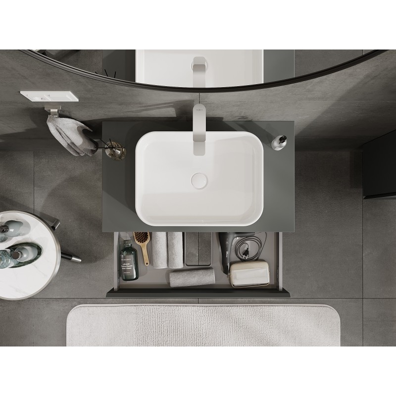 Mexen Orio kúpeľňová skrinka pod umývadlo 80 cm s doskou, 1 zásuvka, grafit mat - 91A10-08023-1-BFC66