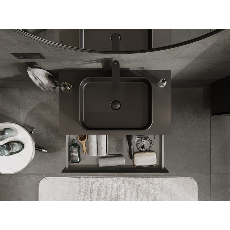 Mexen Orio kúpeľňová skrinka pod umývadlo 80 cm s doskou, 1 zásuvka, čierna matná - 91A10-08023-1-BFC71