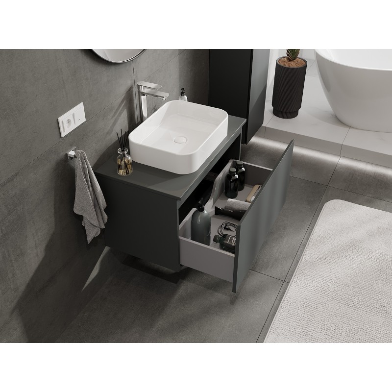 Mexen Orio kúpeľňová skrinka pod umývadlo 80 cm s doskou, 1 zásuvka, grafitová matná - 91A10-08047-1-BFC66