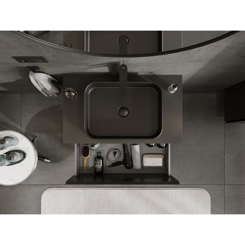 Mexen Orio kúpeľňová skrinka pod umývadlo 80 cm s doskou, 1 zásuvka, čierna matná - 91A10-08047-1-BFC71