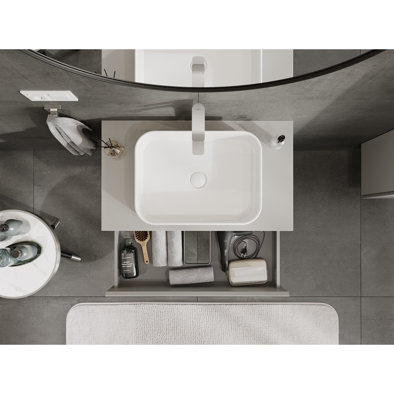 Mexen Orio kúpeľňová skrinka pod umývadlo 80 cm s doskou, 2 zásuvky, sivá matná - 91A10-08047-2-BFFC62