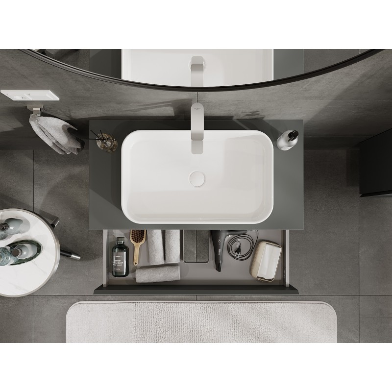 Mexen Orio kúpeľňová skrinka pod umývadlo 90 cm s doskou, 2 zásuvky, matná grafit - 91A10-09047-2-BFFC66