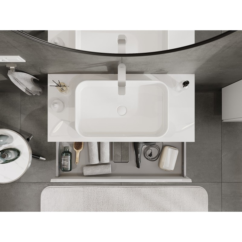 Mexen Orio kúpeľňová skrinka pod umývadlo 100 cm s doskou, 1 zásuvka, biely lesk - 91A10-10023-1-BFC00