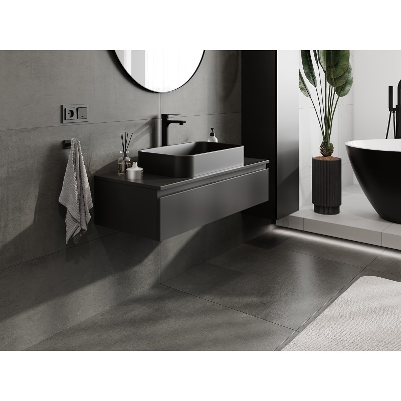 Mexen Orio kúpeľňová skrinka pod umývadlo 100 cm s doskou, 1 zásuvka, čierna matná - 91A10-10023-1-BFC71