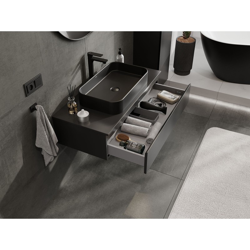 Mexen Orio kúpeľňová skrinka pod umývadlo 100 cm s doskou, 1 zásuvka, čierna matná - 91A10-10023-1-BFC71