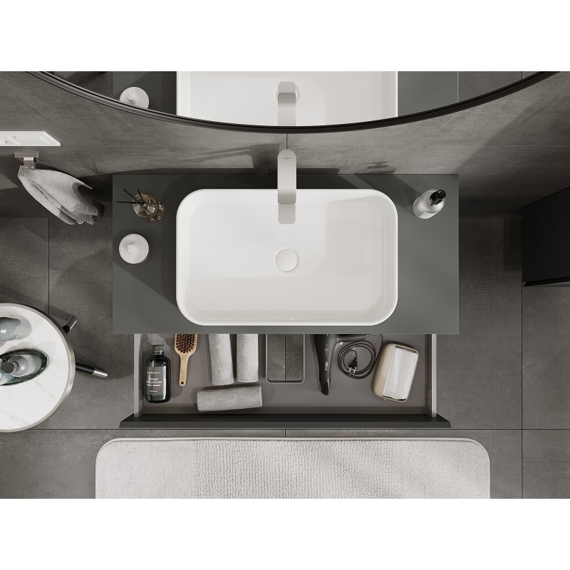 Mexen Orio kúpeľňová skrinka pod umývadlo 100 cm s doskou, 2 zásuvky, grafit mat - 91A10-10047-2-BFFC66