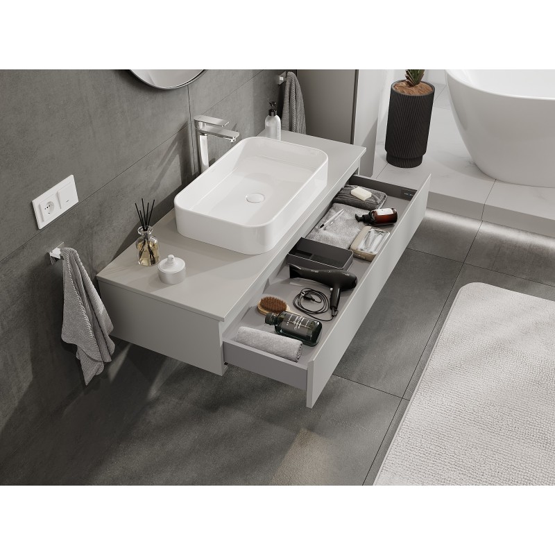 Mexen Orio kúpeľňová skrinka pod umývadlo 120 cm s doskou, 1 zásuvka, sivá matná - 91A10-12023-1-BFC62