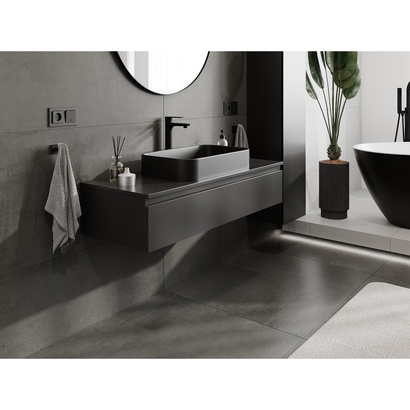 Mexen Orio kúpeľňová skrinka pod umývadlo 120 cm s doskou, 1 zásuvka, čierna mat - 91A10-12023-1-BFC71