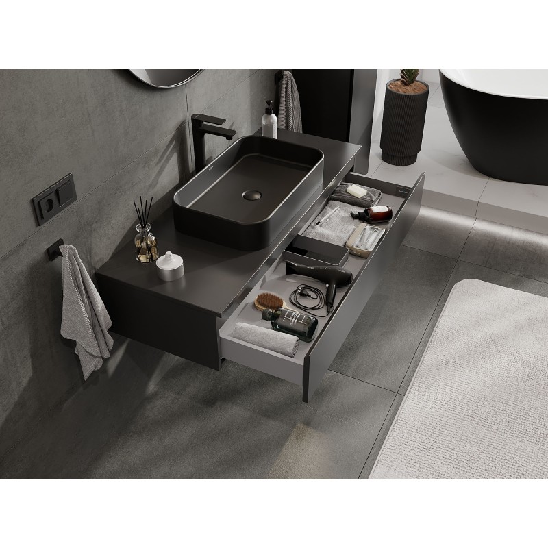 Mexen Orio kúpeľňová skrinka pod umývadlo 120 cm s doskou, 1 zásuvka, čierna mat - 91A10-12023-1-BFC71