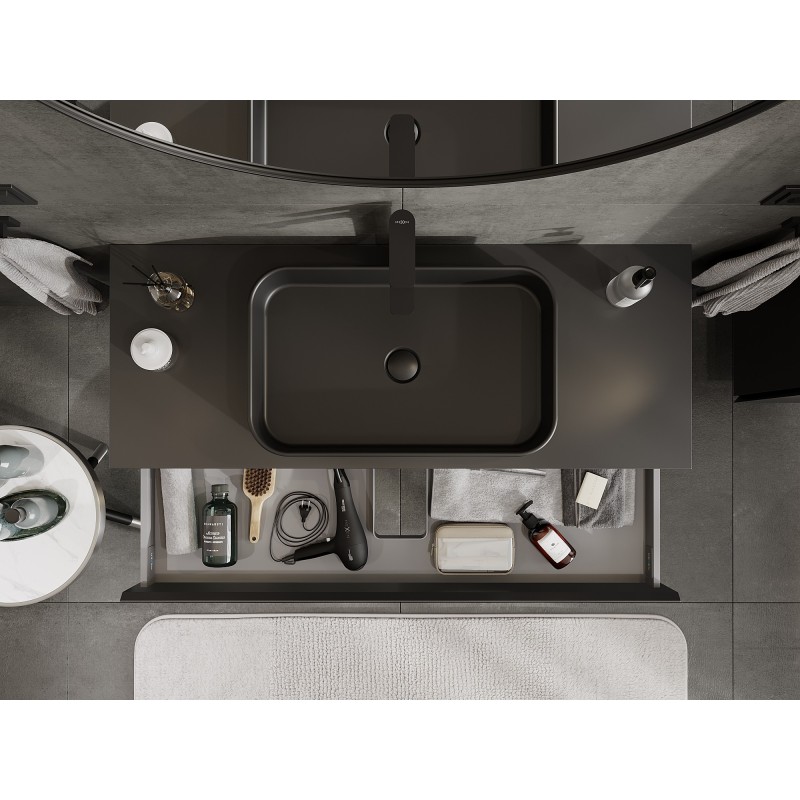 Mexen Orio kúpeľňová skrinka pod umývadlo 120 cm s doskou, 1 zásuvka, čierna mat - 91A10-12023-1-BFC71