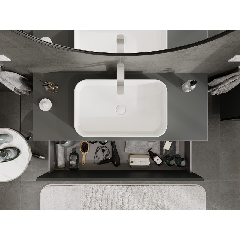 Mexen Orio kúpeľňová skrinka pod umývadlo 120 cm s doskou, 1 zásuvka, grafit mat - 91A10-12047-1-BFC66