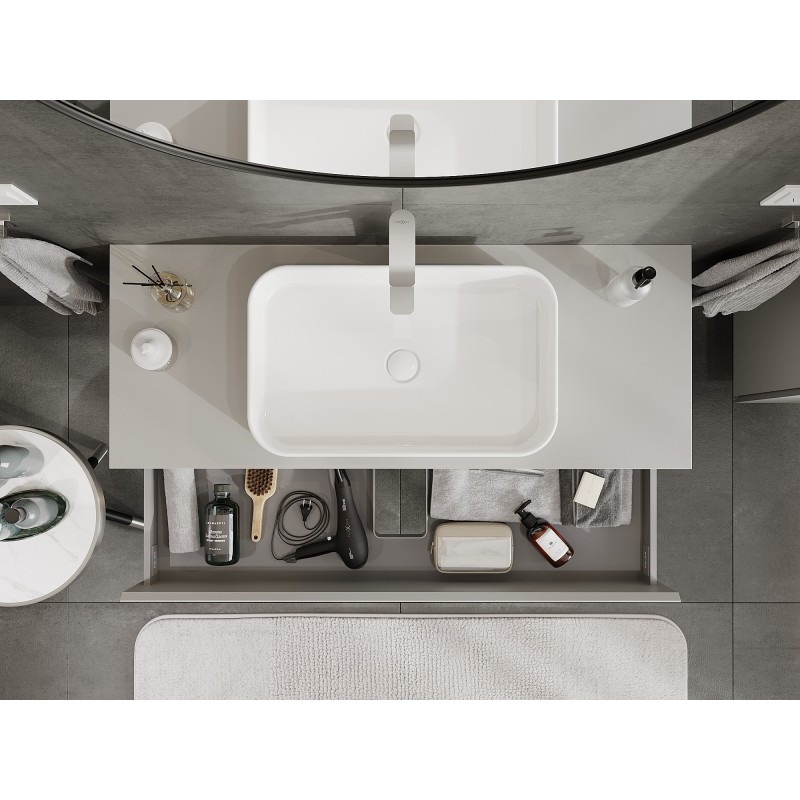 Mexen Orio kúpeľňová skrinka pod umývadlo 120 cm s doskou, 2 zásuvky, sivá matná - 91A10-12047-2-BFFC62