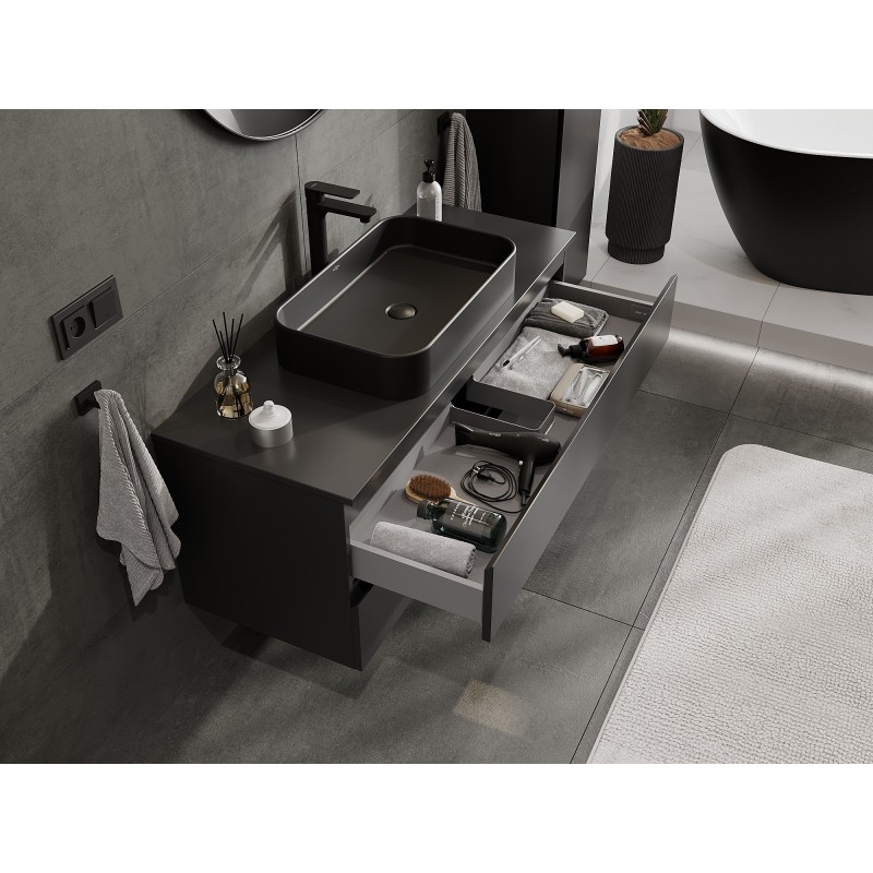 Mexen Orio kúpeľňová skrinka pod umývadlo 120 cm s doskou, 2 zásuvky, čierna matná - 91A10-12047-2-BFFC71