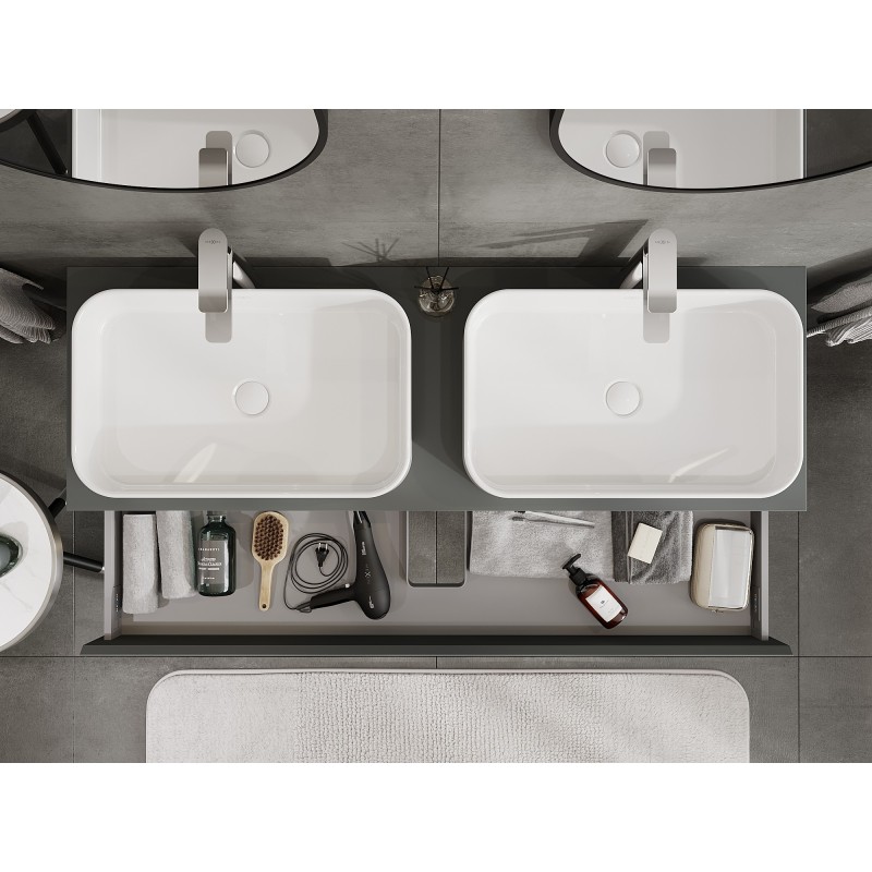 Mexen Orio kúpeľňová skrinka pod umývadlo 140 cm s doskou, 1 zásuvka, grafit mat - 91A10-14023-1-BFC66