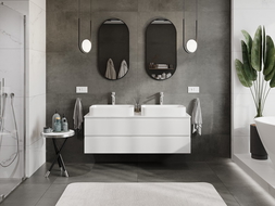 Mexen Orio kúpeľňová skrinka pod umývadlo 140 cm s doskou, 2 zásuvky, biela lesk - 91A10-14047-2-BFFC00