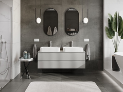 Mexen Orio kúpeľňová skrinka pod umývadlo 140 cm s doskou, 2 zásuvky, sivá matná - 91A10-14047-2-BFFC62