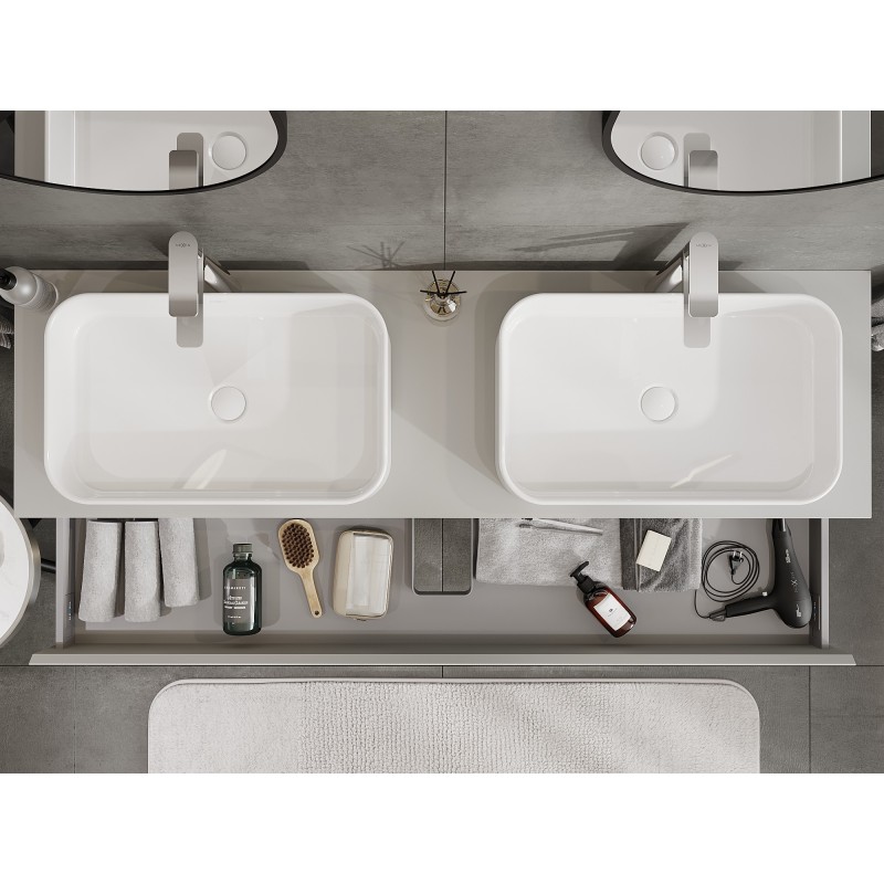 Mexen Orio kúpeľňová skrinka pod umývadlo 160 cm s doskou, 1 zásuvka, sivá matná - 91A10-16023-1-BFC62