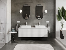 Mexen Orio kúpeľňová skrinka pod umývadlo 160 cm s pracovnou doskou, 2 zásuvky, biely lesk - 91A10-16047-2-BFFC00