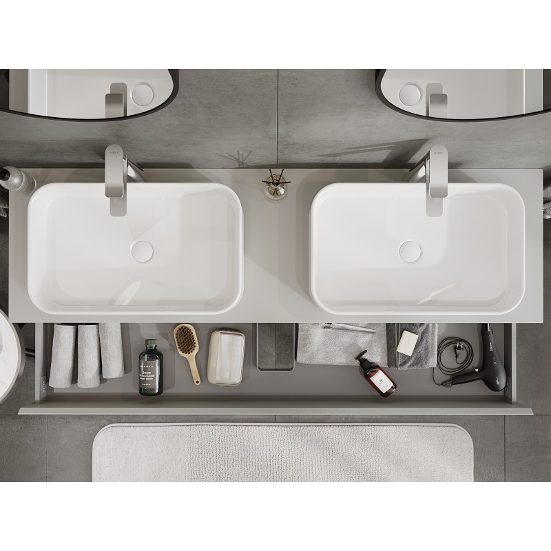 Mexen Orio kúpeľňová skrinka pod umývadlo 160 cm s doskou, 2 zásuvky, sivá matná - 91A10-16047-2-BFFC62