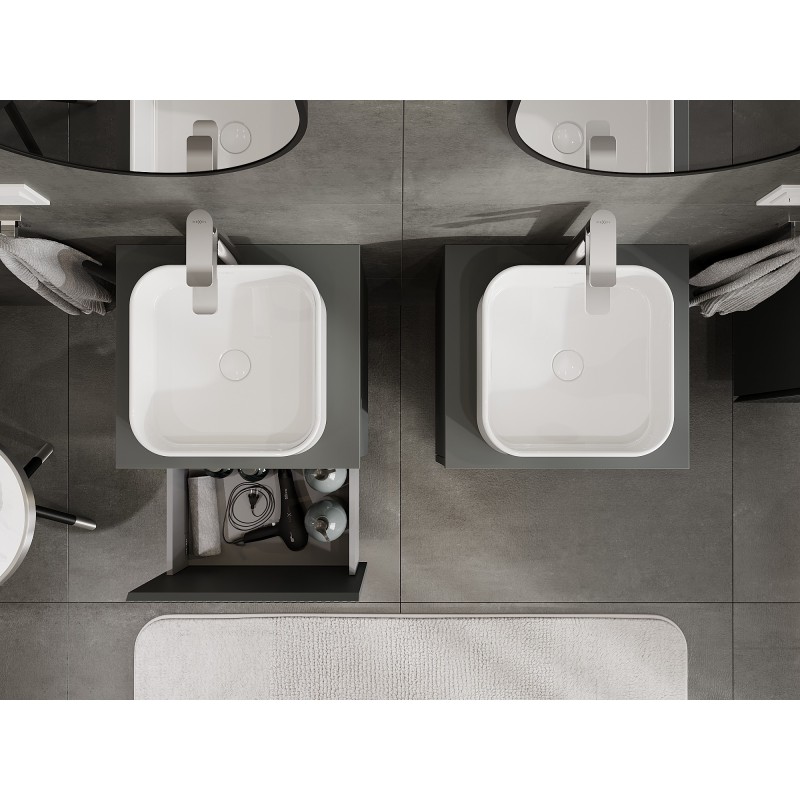 Mexen Rivel kúpeľňová skrinka pod umývadlo 50 cm s doskou, 1 zásuvka, ryhovaná, matná grafitová - 91A20-05047-1-BFC66