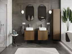 Mexen Rivel kúpeľňová skrinka pod umývadlo 50 cm s doskou, 1 zásuvka, ryhovaná, orech - 91A20-05047-1-BFC86