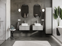 Mexen Rivel kúpeľňová skrinka pod umývadlo 60 cm s pracovnou doskou, 1 zásuvka, vrúbkovaná, šedá mat - 91A20-06023-1-BFC62