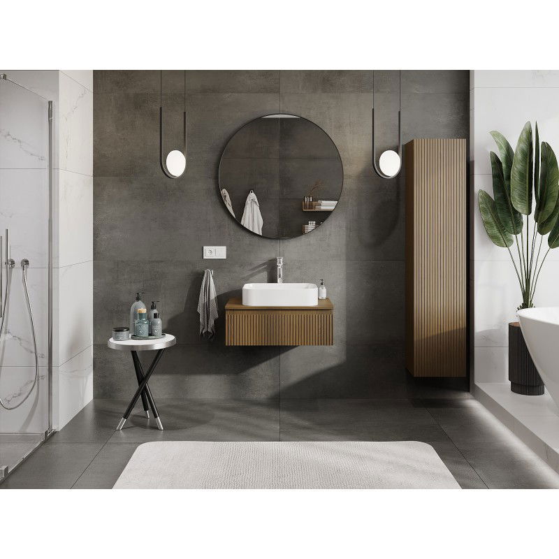 Mexen Rivel skrinka do kúpeľne pod umývadlo 70 cm s pracovnou doskou, 1 zásuvka, ryhovaná, orech - 91A20-07023-1-BFC86