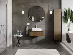 Mexen Rivel skrinka do kúpeľne pod umývadlo 70 cm s pracovnou doskou, 1 zásuvka, ryhovaná, orech - 91A20-07023-1-BFC86