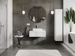 Mexen Rivel kúpeľňová skrinka pod umývadlo 80 cm s doskou, 1 zásuvka, ryhovaná, biela matná - 91A20-08023-1-BFC01