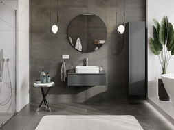 Mexen Rivel kúpeľňová skrinka pod umývadlo 80 cm s doskou, 1 zásuvka, ryhovaná, grafit matná - 91A20-08023-1-BFC66