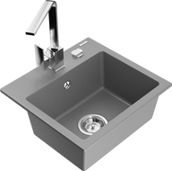 Mexen Milo granitový drez 1-komorový s kuchynskou batériou Rita, sivý - 6505-71-670300-00