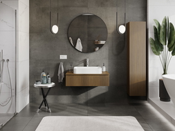 Mexen Rivel kúpeľňová skrinka pod umývadlo 90 cm s doskou, 1 zásuvka, ryhovaná, orech - 91A20-09023-1-BFC86