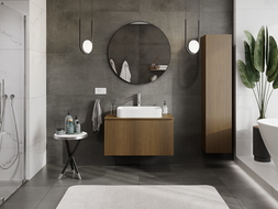 Mexen Rivel kúpeľňová skrinka pod umývadlo 90 cm s doskou, 1 zásuvka, ryhovaná, orech - 91A20-09047-1-BFC86