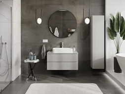 Mexen Rivel skrinka pod umývadlo 90 cm s doskou, 2 zásuvky, drážkovaná, šedá matná - 91A20-09047-2-BFFC62