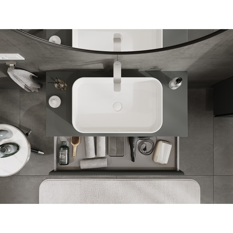 Mexen Rivel kúpeľňová skrinka pod umývadlo 100 cm s doskou, 1 zásuvka, ryhovaná, grafit mat - 91A20-10023-1-BFC66