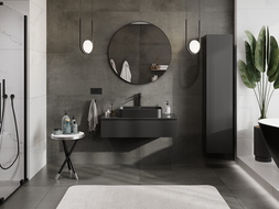 Mexen Rivel kúpeľňová skrinka pod umývadlo 100 cm s pultom, 1 zásuvka, ryhovaná, čierna matná - 91A20-10023-1-BFC71