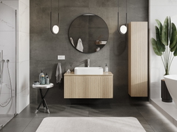 Mexen Rivel kúpeľňová skrinka pod umývadlo 100 cm s doskou, 1 zásuvka, drážkovaná, dub - 91A20-10047-1-BFC81