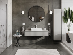 Mexen Rivel kúpeľňová skrinka pod umývadlo 120 cm s doskou, 1 zásuvka, drážkovaná, sivá matná - 91A20-12023-1-BFC62