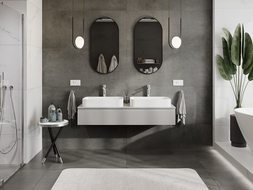 Mexen Rivel kúpeľňová skrinka pod umývadlo 140 cm s doskou, 1 zásuvka, drážkovaná, sivá matná - 91A20-14023-1-BFC62