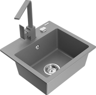Mexen Milo granitový drez 1-komorový s kuchynskou batériou Rita, sivý - 6505-71-670300-71
