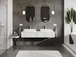 Mexen Rivel kúpeľňová skrinka pod umývadlo 160 cm s doskou, 1 zásuvka, ryhovaná, matná biela - 91A20-16023-1-BFC01