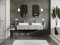 Mexen Rivel kúpeľňová skrinka so vstavanou umývadlom 160 cm s doskou, 1 zásuvka, drážkovaná, sivá matná - 91A20-16023-1-BFC62