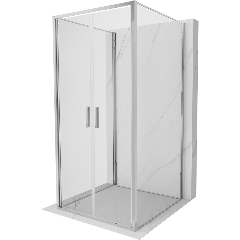 Mexen Exo-B Duo 3S 3-stenná sprchová kabína s otváracími dverami 80 x 80 cm, transparentná, chróm - 814-080-080-01-00-3S