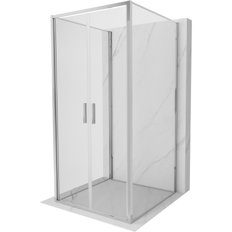 Mexen Exo-B Duo 3S 3-stenná sprchová kabína s otváracími dverami 80 x 80 cm, transparentná, chróm - 814-080-080-01-00-3S