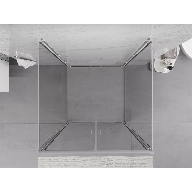 Mexen Exo-B Duo 3S 3-stenná sprchová kabína s otváracími dverami 80 x 80 cm, transparentná, chróm - 814-080-080-01-00-3S