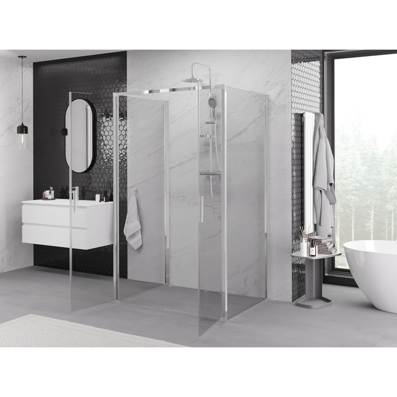 Mexen Exo-B Duo 3S sprchový kút 3-stenný otvárací 90 x 80 cm, transparentný, chróm - 814-090-080-01-00-3S