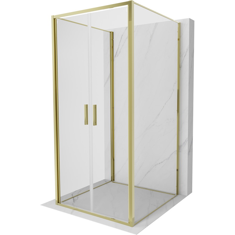 Mexen Exo-B Duo 3S sprchový kút 3-stranný otvárací 100 x 100 cm, transparentný, zlatý - 814-100-100-50-00-3S