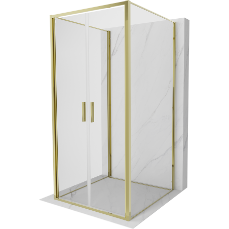 Mexen Exo-B Duo 3S sprchový kút 3-stranný otvárací 100 x 100 cm, transparentný, zlatý - 814-100-100-50-00-3S